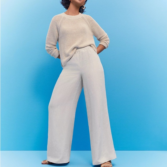 LOFT Wide Leg Pants in Natural Linen. Pull on style. Size XL. Brand new! - Picture 4 of 4